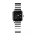 Montre femme carrée minimaliste GUOU avec bracelet en métal argenté et cadran noir - S / Noir Argenté