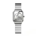 Montre GUOU minimaliste argentée pour femme avec boîtier carré et bracelet en acier inoxydable - S / Gris Argent