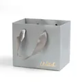 Elegant silver textured gift bag for watches featuring smooth grey ribbon handles - Forever Love Gift Bag