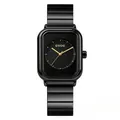 Montre à quartz GUOU pour femme avec bracelet en métal noir et design carré minimaliste - L / Métal canon
