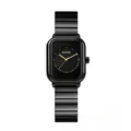 Élégante montre à quartz GUOU carrée en acier inoxydable noir avec aiguilles dorées. - S / Métal canon