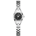Elegante vintage zilveren kwartshorloge voor dames met zwarte wijzerplaat en metalen band - Zilveren Kast Zwarte Wijzerplaat Zilveren Band