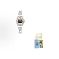 Coffret cadeau montre chat mignon pour filles avec bracelet blanc à motifs - Style Cadran Rose / Collier Bracelet Et Boucles Argent Rosa