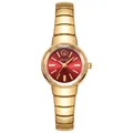 Reloj de lujo vintage para mujer en oro con esfera roja vibrante y cristal facetado - Oro Rosa Rojo