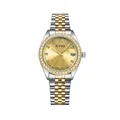 Orologio al quarzo di lusso da donna con lunetta in strass, quadrante oro e cinturino bicolore - Stile 2121 (2121 Bicolore Oro Oro) / Argento/Oro