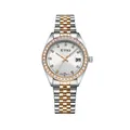 Orologio al quarzo di lusso da donna con lunetta diamantata e cinturino bicolore - Stile 2121 (2121 Bicolore Oro Rosa Bianco) / Argento/Oro Rosa/Bianco
