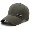 Casquette de baseball homme olive foncé minimaliste avec petit écusson brodé 'heyhat'. - Réglable / Vert Militaire