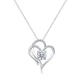 Elegant S925 sterling silver heart pendant necklace with 1 carat moissanite center stone. - 925 Silver / Chain Length 45cm / 1 ct / Moissanite Pendant