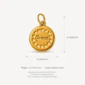 Gold plated stainless steel Grace pendant with heart engravings and measurements - Grace Style