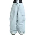 Professional loose-fit waterproof ski pants for snowboarding in light blue - Light Blue