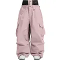 Waterproof pink baggy ski pants with high waist protection for winter outdoor sports - Light Pink