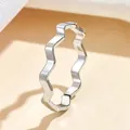 Minimalist stainless steel wavy band ring in silver finish for women's daily wear - Steel Color (J03014)