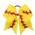 Lazo para el pelo de cinta grosgrain amarilla con puntada de softball para niñas y niños - Pieza única (5118) / 8 pulgadas / Amarillo