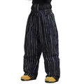 Waterproof black and white striped wide-leg snowboard pants for men and women - Striped