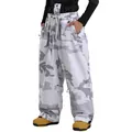 Loose waterproof camouflage wide-leg ski pants for men and women in white and grey - Camo Light Grey