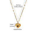 Detailed size specifications for the gold heart pendant necklace in cm and inches - Black Sunburst Heart Style (G128207)