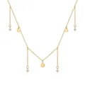 Elegant S925 sterling silver gold necklace with dangling round discs and zircon charms - Round Tassel Style (A5112) / 925 Silver / Gold