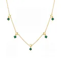 Elegant S925 gold necklace featuring green gemstones and lucky clover charms for women. - Four-leaf Clover Style (A5110) / 925 Silver / 14K Gold