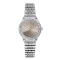 Reloj de lujo IBSO en plata con bisel de diamantes y esfera analógica elegante - Gris Plata