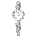 Elegant silver heart-shaped quartz watch for women with sparkling crystal bracelet links - Silver Case White Dial White Rhinestone Style / Silver
