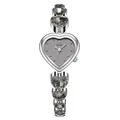 Elegant silver heart-shaped bracelet watch for women featuring gray gemstone links. - Silver Case Gray Dial Black Rhinestone Style / Silver