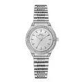 Elegante reloj IBSO plateado con bisel de cristal y correa de eslabones. - Plata Blanco
