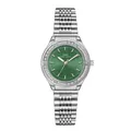 Reloj IBSO de lujo para mujer en acero inoxidable con esfera verde y bisel de diamante - Plata Verde