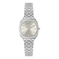 Reloj cuadrado minimalista para mujer con correa de acero plateado pulido - Solo reloj / Gris Plata