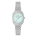 Reloj cuadrado minimalista para mujer en acero inoxidable plateado con esfera menta - Solo reloj / Plata & Azul