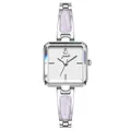 Elegant silver square bangle watch for women featuring light purple marble accents 2026 - White Bracelet Style (62043)