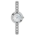 Elegant silver bracelet watch for women with white mother-of-pearl dial and crystals - Silver Case White Dial Silver Band