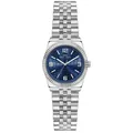 Elegant dameshorloge met zilveren stalen band en blauwe wijzerplaat met honingraatpatroon - Zilver Donkerblauw