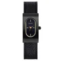 Elegant GUOU rectangular quartz watch for women with black leather strap and black dial. - Black Case Black Dial Black Strap