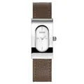 GUOU vintage light luxury women's square quartz watch with brown genuine leather strap - Silver Case White Dial Grey Strap