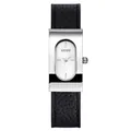 GUOU minimalist square quartz watch with black leather strap and silver case - Silver Case White Dial Black Strap