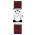 Elegant GUOU vintage rectangular women's quartz watch with a burgundy leather strap - Silver Case White Dial Burgundy Strap