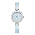 Élégante montre-bracelet carrée bleu clair pour femme avec design minimaliste en métal argenté - Avec Boîte d'Origine / Bleu ciel