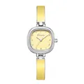 Montre bracelet carrée élégante pour femme avec cadran jaune et bracelet argenté - Avec Boîte d'Origine / Jaune Fromage