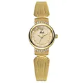 Gedi luxury women quartz watch with mother of pearl dial and gold mesh strap - Gedi Brand Gold Mesh Strap Rhinestone Inlaid Style