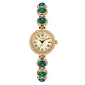Retro gold-tone quartz bracelet watch for women featuring green turquoise stones - Gold Case Turquoise (52108)