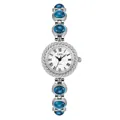 Montre-bracelet vintage à quartz pour femme avec turquoise et perles argentées - Boîtier Argenté Turquoise Bleue (52108)