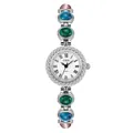 Montre bracelet argentée vintage pour femme avec turquoise et pierres - Boîtier Argenté Pierres Colorées (52108)
