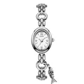 Elegant vintage silver chain bracelet quartz watch with a delicate fish charm for women - Silver Case White Dial Silver Band