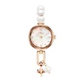 Elegant vintage rose gold steel watch for women featuring white pearl band accents and pearl dial - Artificial Pearl Decor Style / Rose Gold Chain (2609)