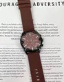 Detailed close-up of GUOU minimalist brown quartz chronograph watch with soft silicone strap - Brown Strap Brown Gun Frame (Silicone)