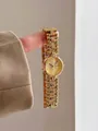 Luxe vintage gouden armbandhorloge voor dames met een elegant minimalistisch rond wijzerplaat - Kleine Ronde Wijzerplaat Gouden Multi-link Ketting Stijl / Goud