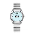 Reloj de cuarzo cuadrado de pingüino lindo con correa de acero plateada de moda - Plata & Azul