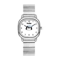 Elegante reloj de cuarzo cuadrado para niñas con esfera de pingüino lindo y correa de acero plateada - Plata Blanco