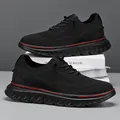 Leichte atmungsaktive schwarze Strick-Sneaker für Herren mit rotem Sohlenrand - 39 / Stil 5808 / Schwarz