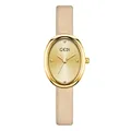 Montre à quartz élégante GEDI pour femme avec cadran ovale doré et bracelet en cuir beige - Boîtier Doré Cadran Doré Bracelet Abricot